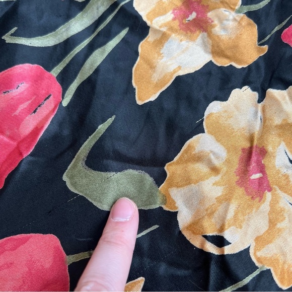 Vintage 90s Satin Black Floral Midi Skirt Clio Brand Size M - Picture 6 of 6